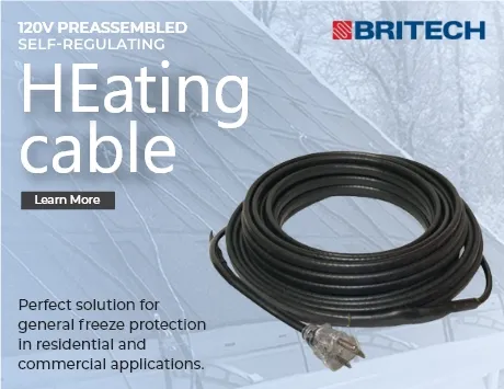 Britech, 120 Volt previous assembled self-regulating heating cable. Perfect solution for general freezing protection in residential and commercial applications. Learn more