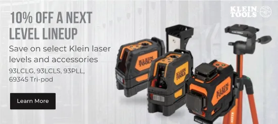 Klein tools. 10% off a next level lineup. Save on select Klein laser levels and accessories. N3L CLG, N3LC LS, N3P LL, 69345 tripod. Learn more