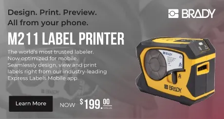 Brady M211 space label printer. The world's most trusted label, now optimized for mobile seamless design, view and print labels right from our industry- leading express labels mobile app. Now $199.00.