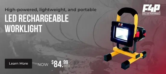 F4P high-powered, lightweight, and portable LED rechargeable work light now $84.99.