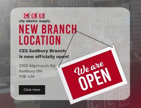 City electric supply new branch location CES Sudbury branch is now officially open! 2302 Algonquin Rd. Sudbury, ON P3E 4Z6.