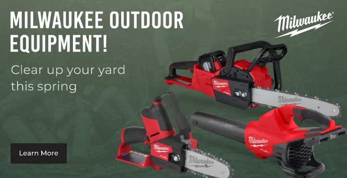 Milwaukee Tools. Milwaukee outdoor equipment! Clear up your yard this spring.