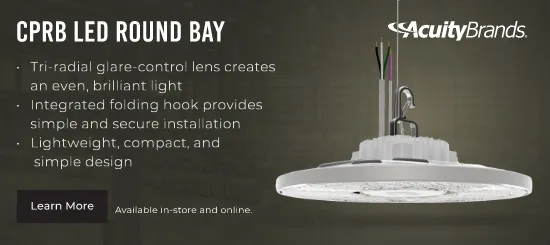 Acuity Brands: CPRB LED Round Bay. Tri-radial glare-control lens creates an even, brilliant light