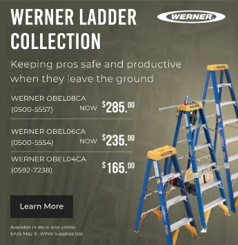 Werner Ladder Collection. Keeping pros safe and productive when they leave the ground.