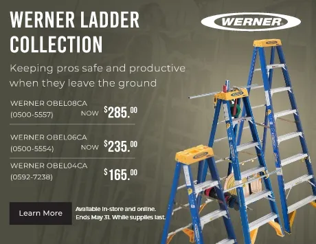 Werner Ladder Collection. Keeping pros safe and productive when they leave the ground.