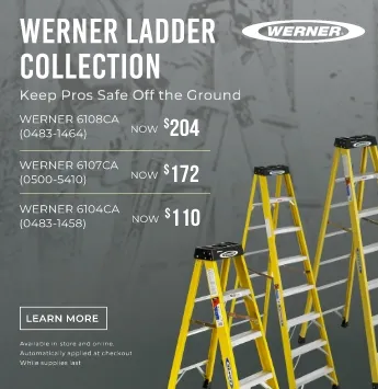 Werner Ladder Collection. Three Fiberglass Step Ladders. Shop Now