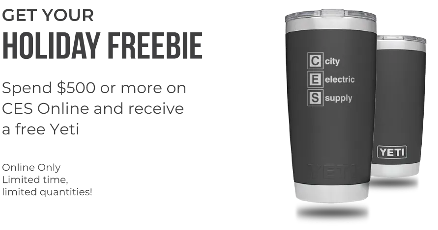 Get your holiday freebie. Spend $500 or more on CES online and receive a free Yeti. Online only limited time, limited quantities!.